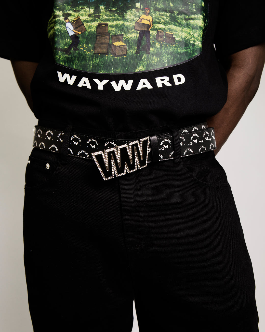 WW Rhinestone Leather Belt